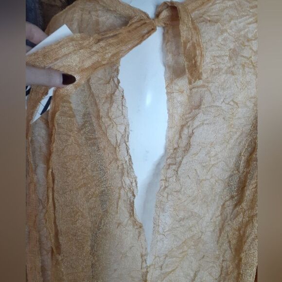 NWT Zara Elegant Gold Sheer Women's Top - Picture 5 of 16